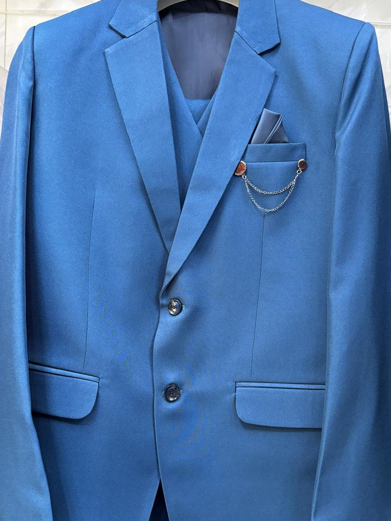Club AK Royal Blue 3 Piece Suit for Men | Premium Formal Wedding & Party Wear