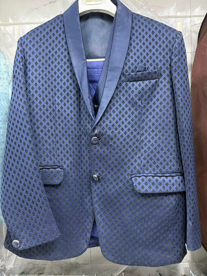 Club AK Men's Royal Blue Satin Finish Three Piece Suit
