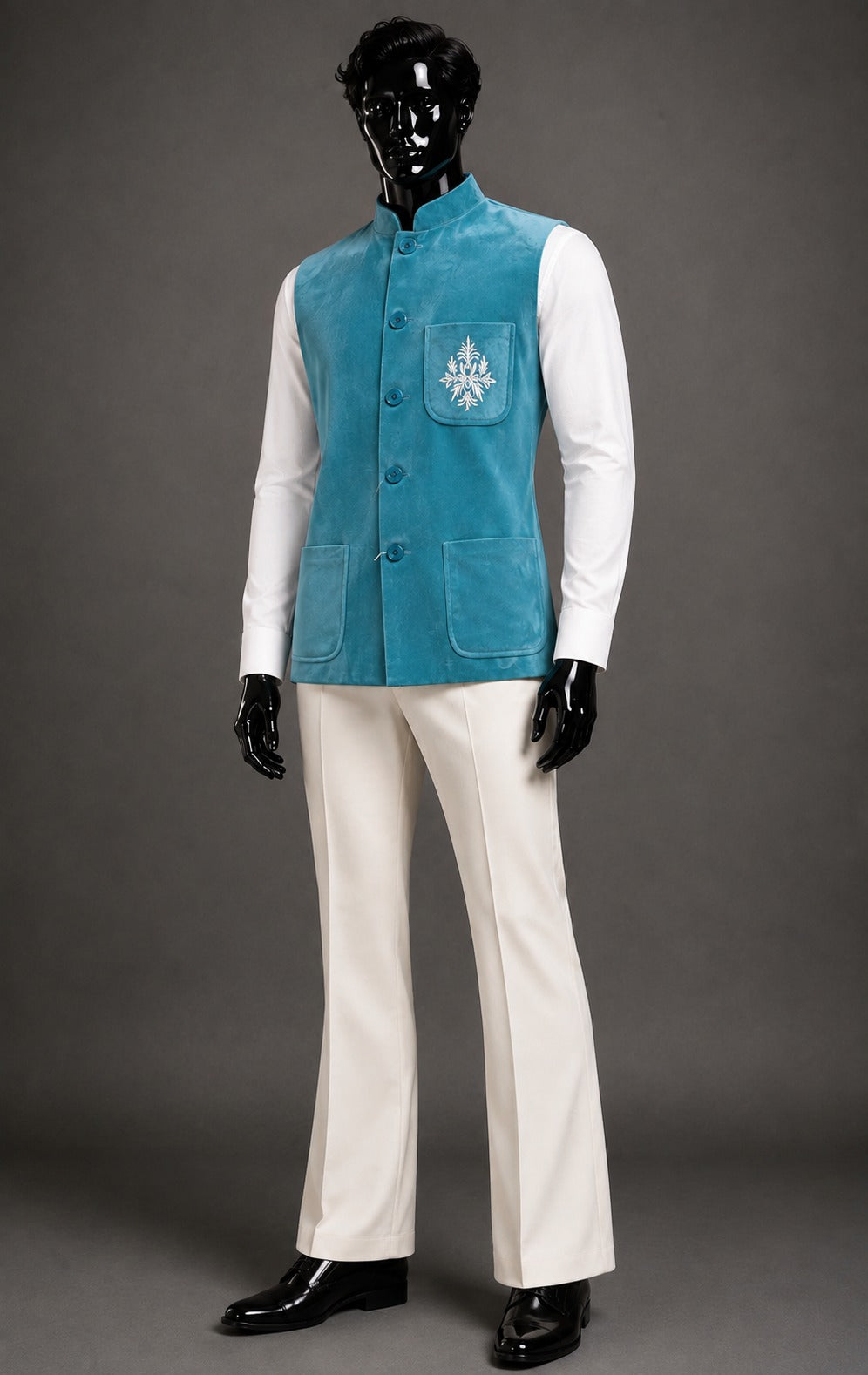 Club AK Men’s Premium Velvet Nehru Jacket with Embroidered Pocket