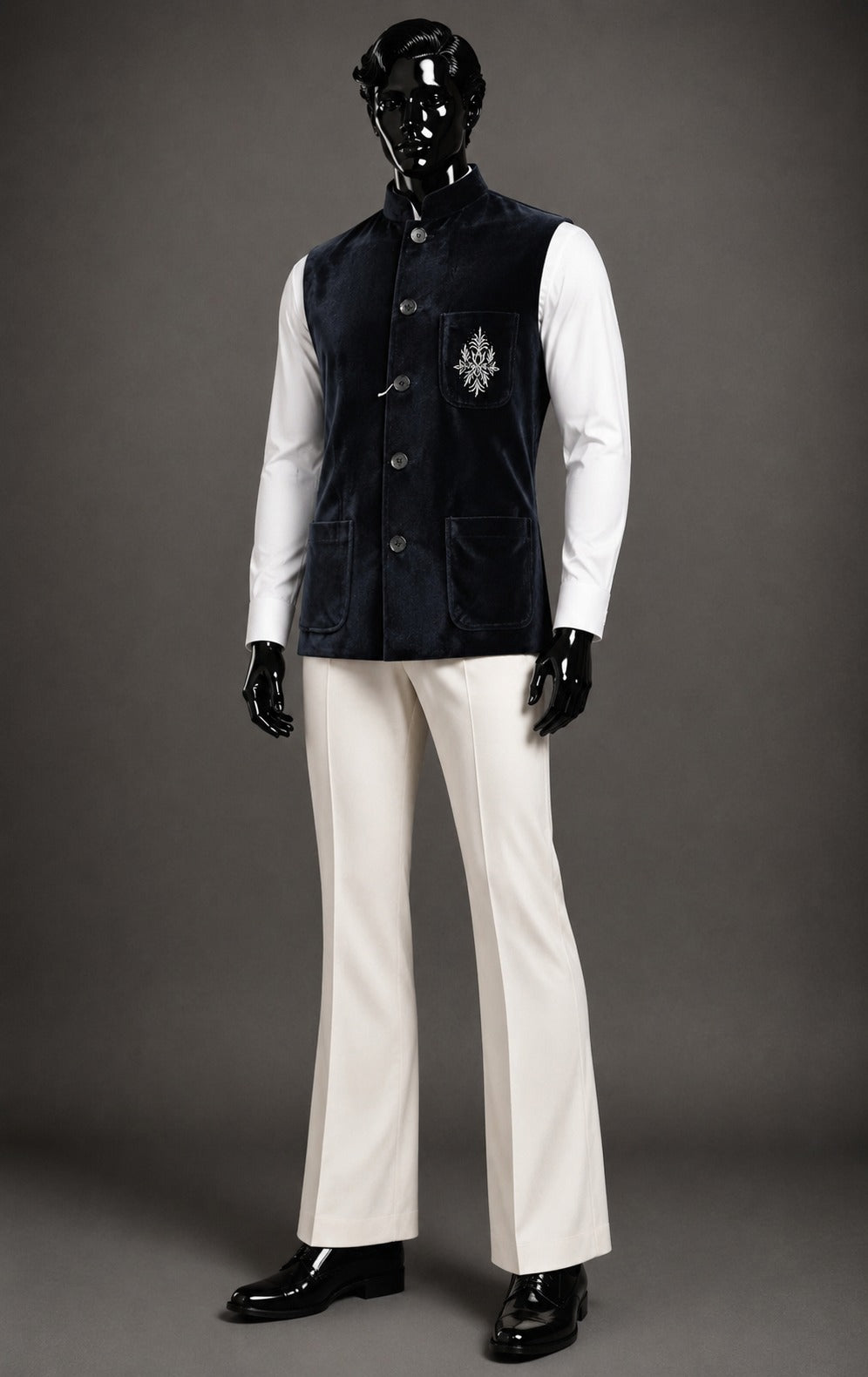 Club AK Men’s Premium Velvet Nehru Jacket with Embroidered Pocket