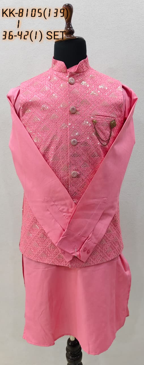 CLUB AK Men's Designer Embroidered Coti Kurta Pajama Set | Wedding & Festive Ethnic Wear