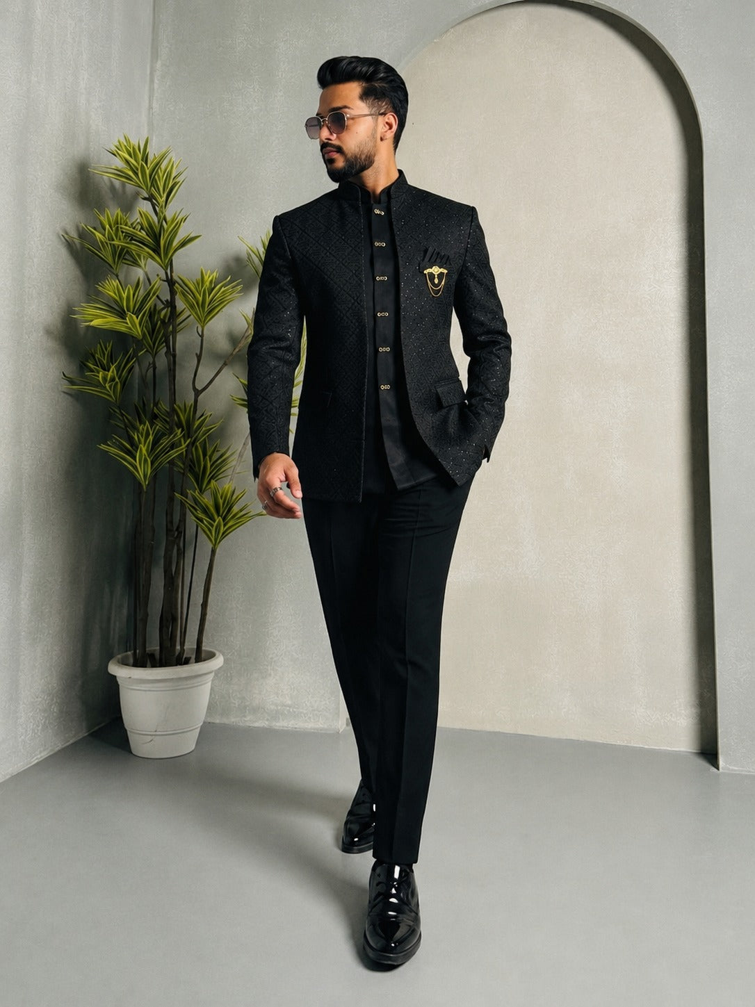 Club AK Three piece Jodhpuri shrug for Men