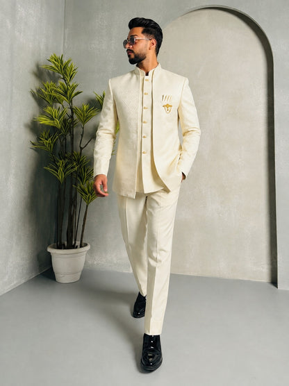 Club AK Three piece Jodhpuri shrug for Men