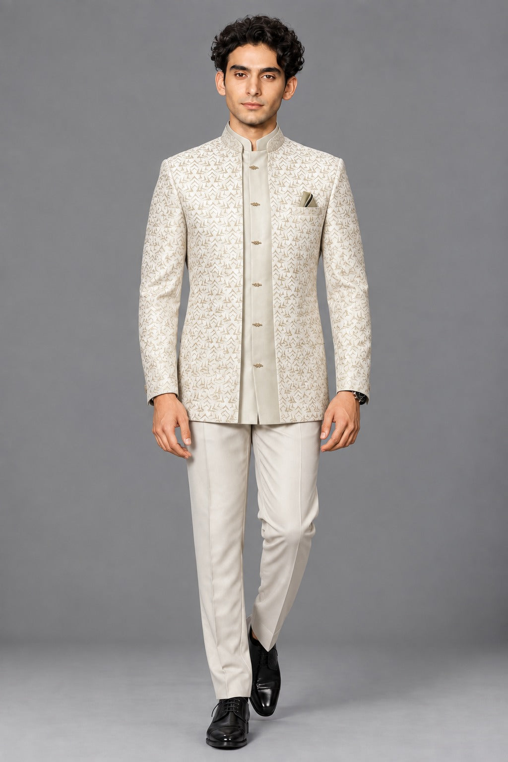 Club AK Men’s Premium Jacquard Bandhgala shrug Suit Set | Traditional Wedding & Festive Wear