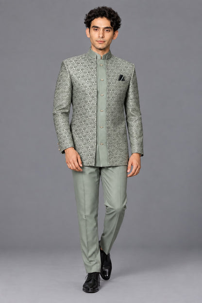 Club AK Men’s Premium Jacquard Bandhgala shrug Suit Set | Traditional Wedding & Festive Wear