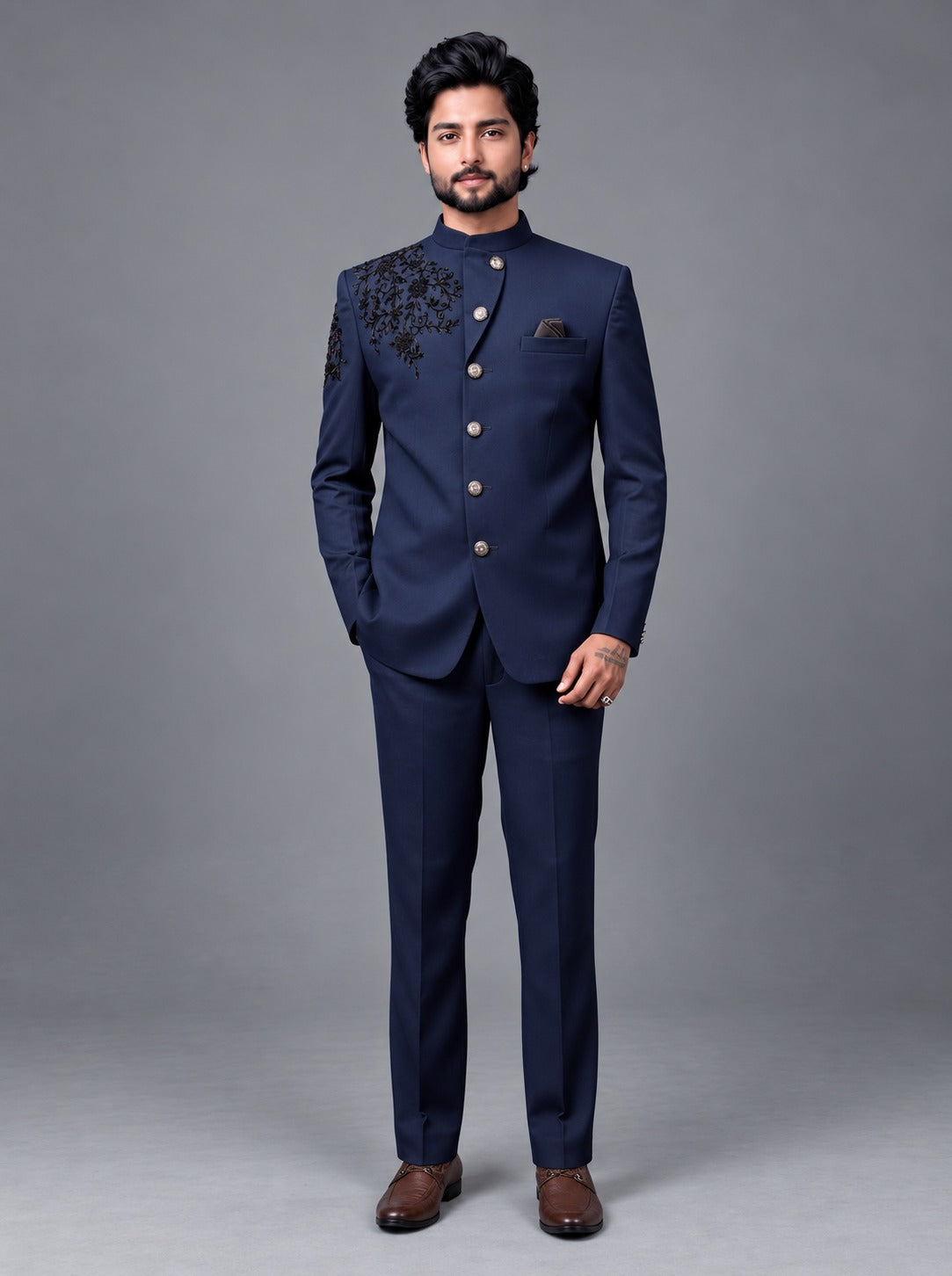 Club AK Men’s Premium Embroidered Bandhgala Jodhpuri Suit