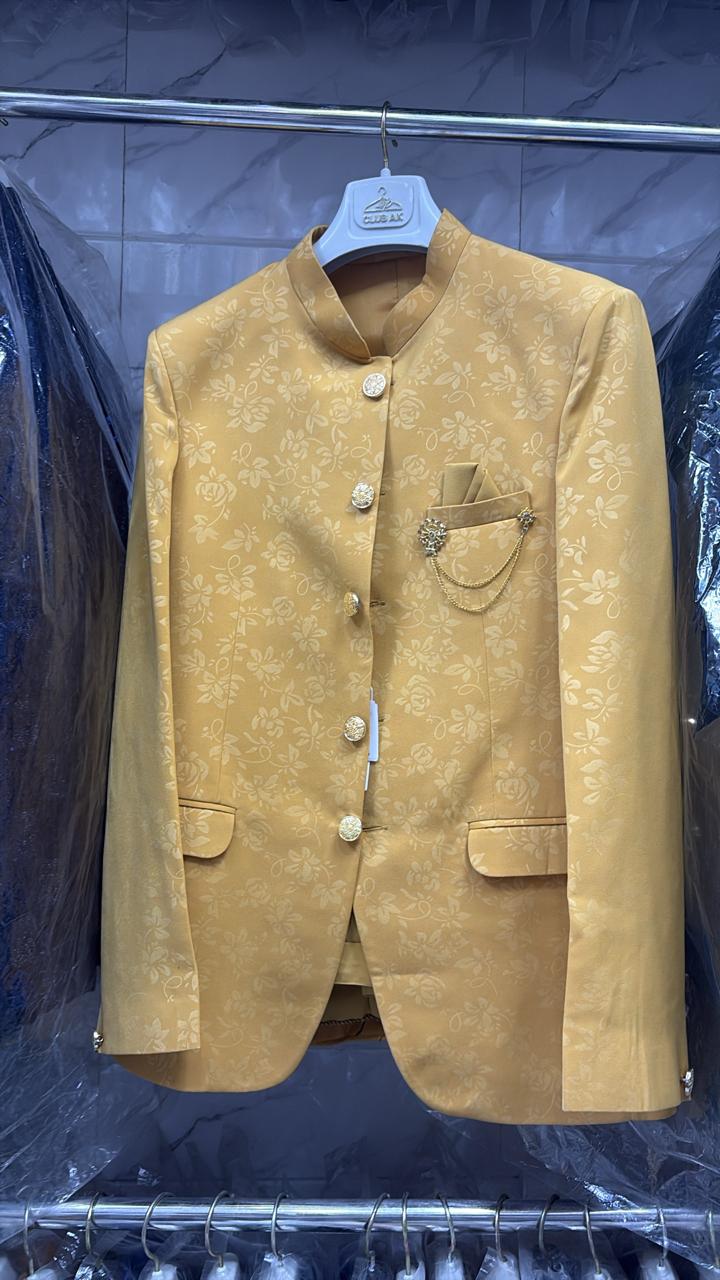 Men's Jodhpuri  Suit Yellow With Pant