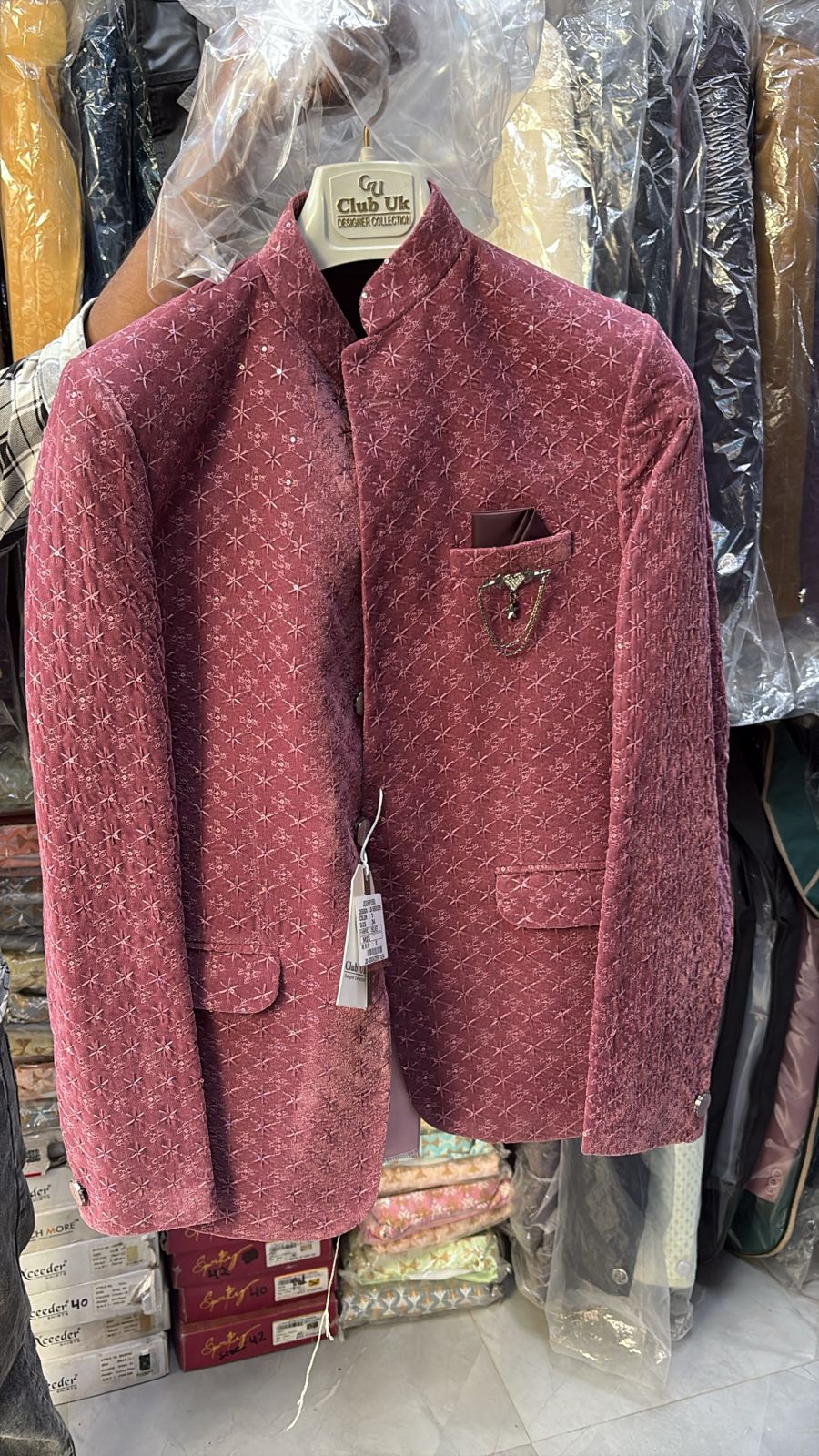 Men's Jodhpuri  Velvet Lavender Suit With Pant