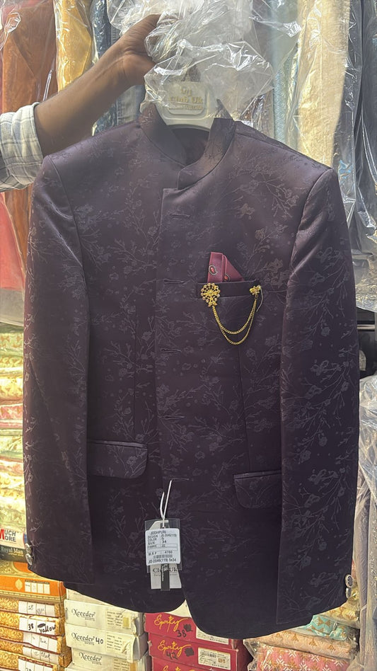 Men's Jodhpuri Wine Suit With Pant