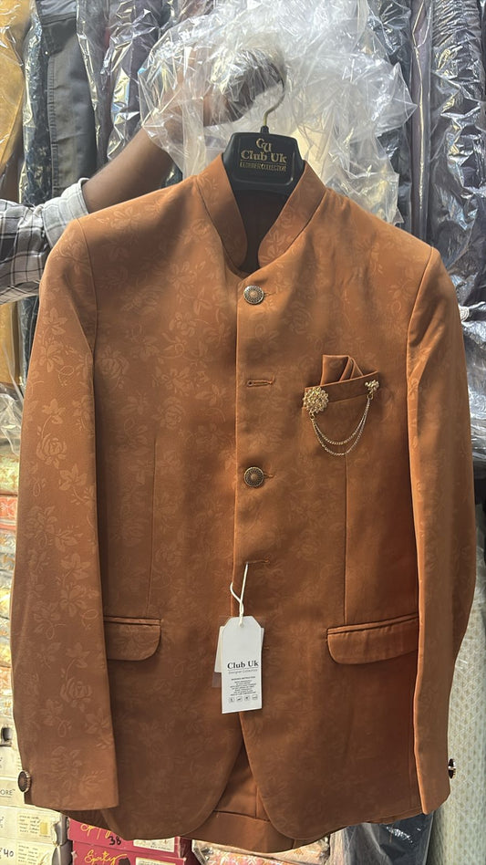 Rust Jodhpuri suit for men side view