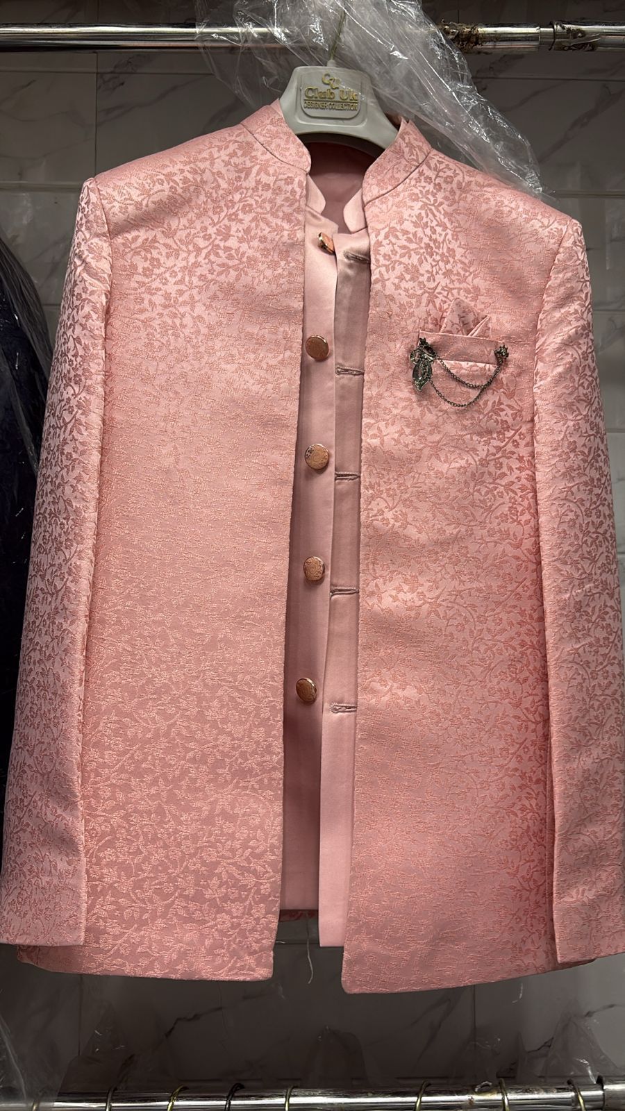 Men's Jodhpuri Baby Pink Suit With Pant