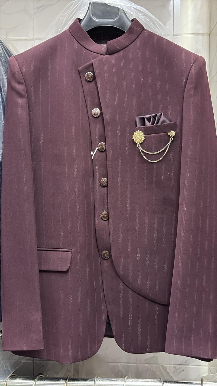Jodhpuri Wine Suits with Pant for Men for Wedding