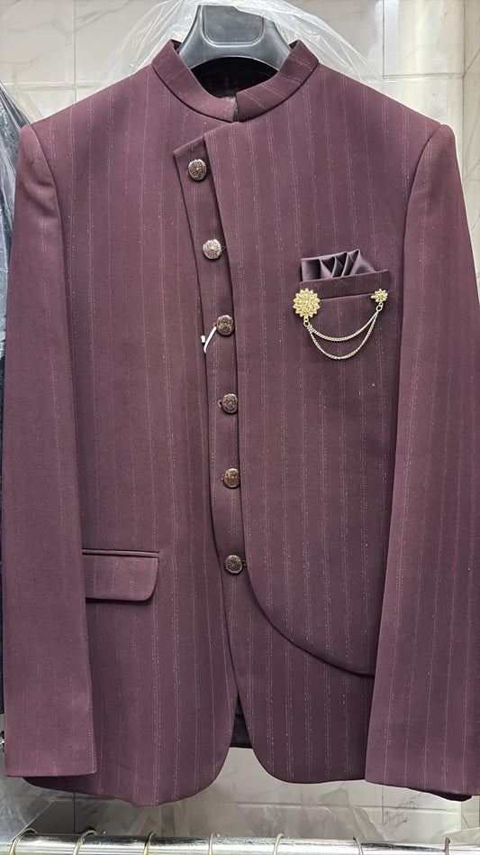 Jodhpuri Wine Suits with Pant for Men for Wedding