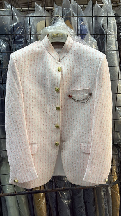 Men's baby pink Embroidery Jodhpuri suit