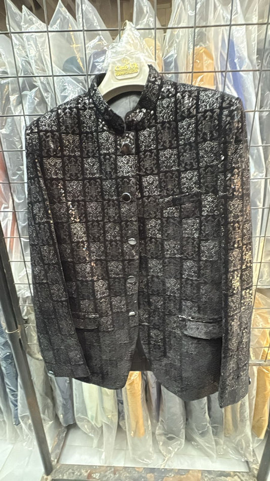 Men's Jodhpuri Velvet Black Suit With Pant