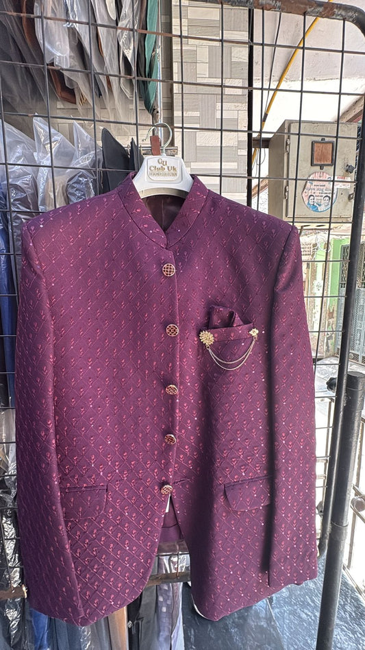 Men's Jodhpuri Velvet Lavender Suit With Pant