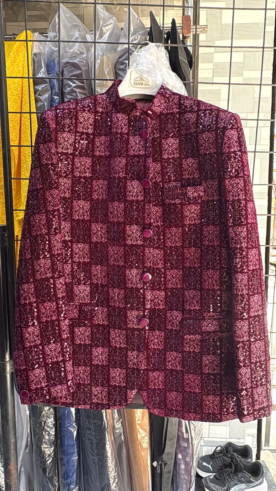 Men's Jodhpuri Velvet  Maroon Suit With Pant