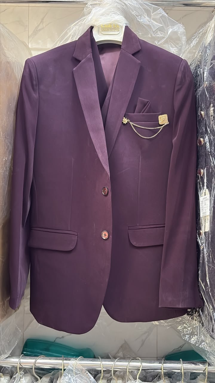 Premium Wine Purple Three Piece Suit