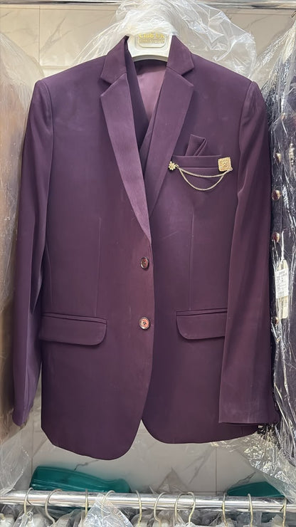 Premium Wine Japanese Three Piece Suit