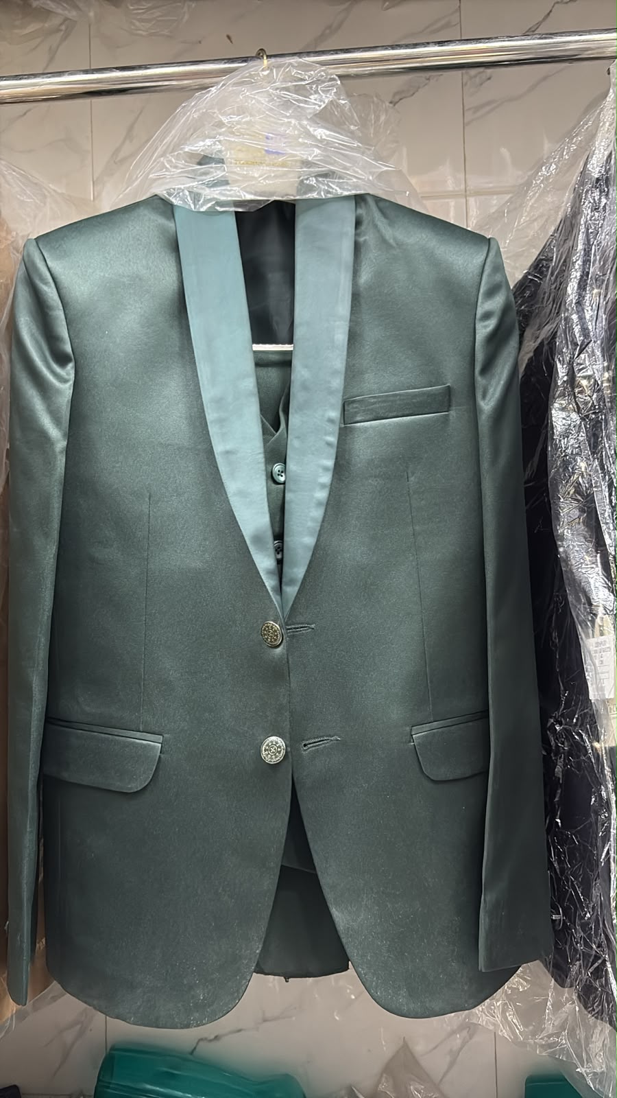 Premium Coral Green Three Piece Suit for Men