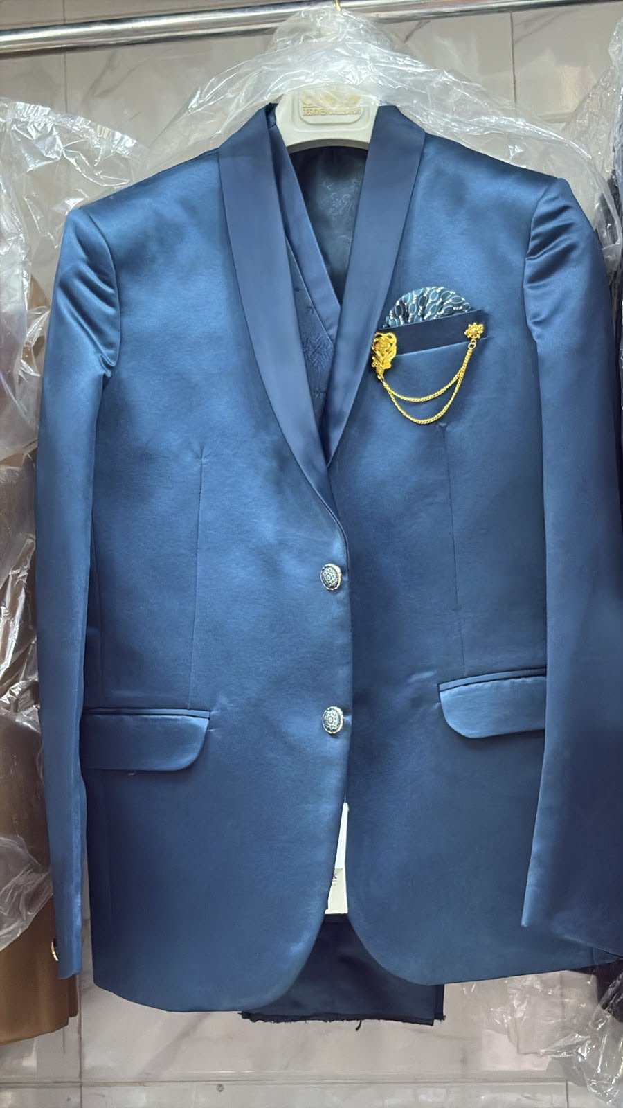 Men's Sky Blue Tuxedo 3 Piece Suit
