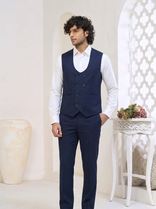 Club AK Men's Midnight Navy Classic Three-Piece Suit