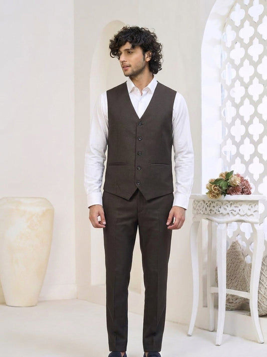 Club AK Men's Espresso Brown Classic Two-Piece Suit