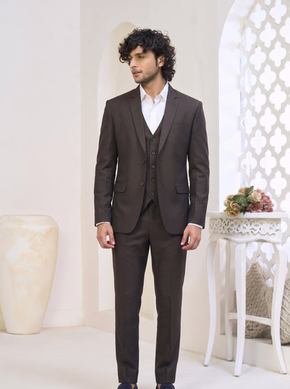 Club AK Men's Espresso Brown Classic Two-Piece Suit