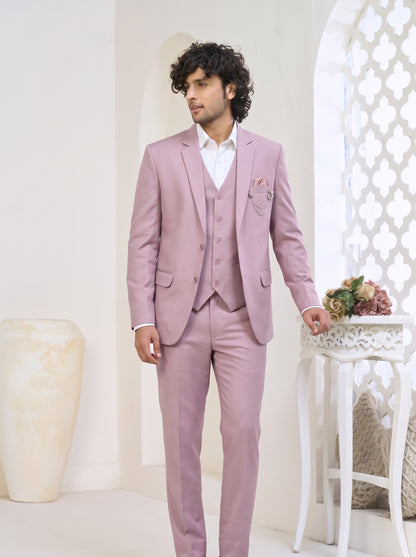 Men's director blush pink three-piece suit
