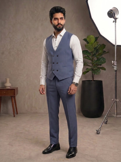 Club AK Steel Blue Tuxedo Suit for Men | Premium Wedding Wear