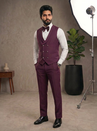 Club AK Men's Premium Burgundy 3 Piece Suit | Wedding, Reception & Party Wear