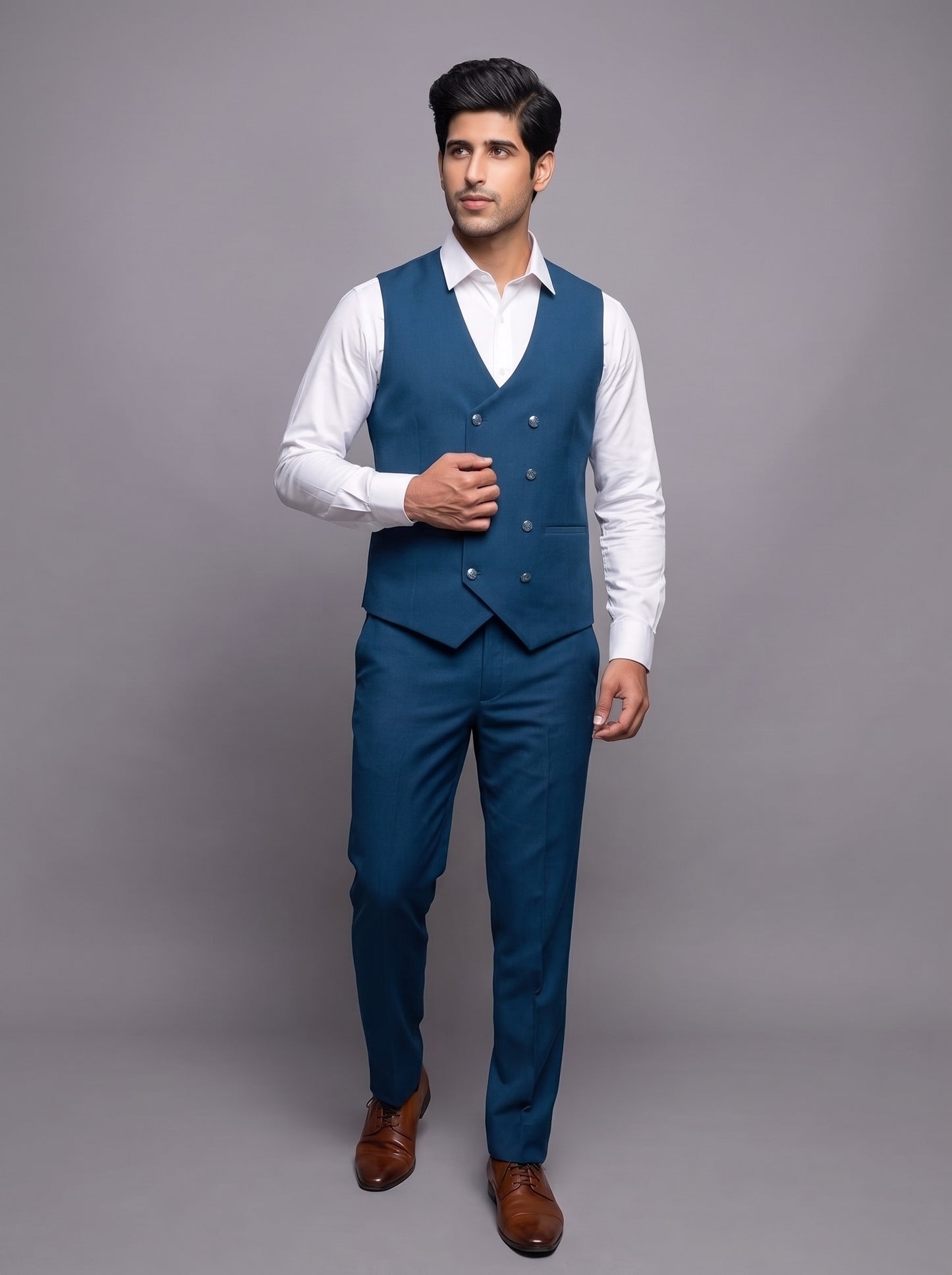 Club AK Teal Blue 3-Piece Suit for Men | Wedding Wear