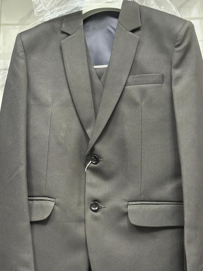 Club AK Men's Premium Grey Suit Set | Slim Fit 3-Piece Formal Wear