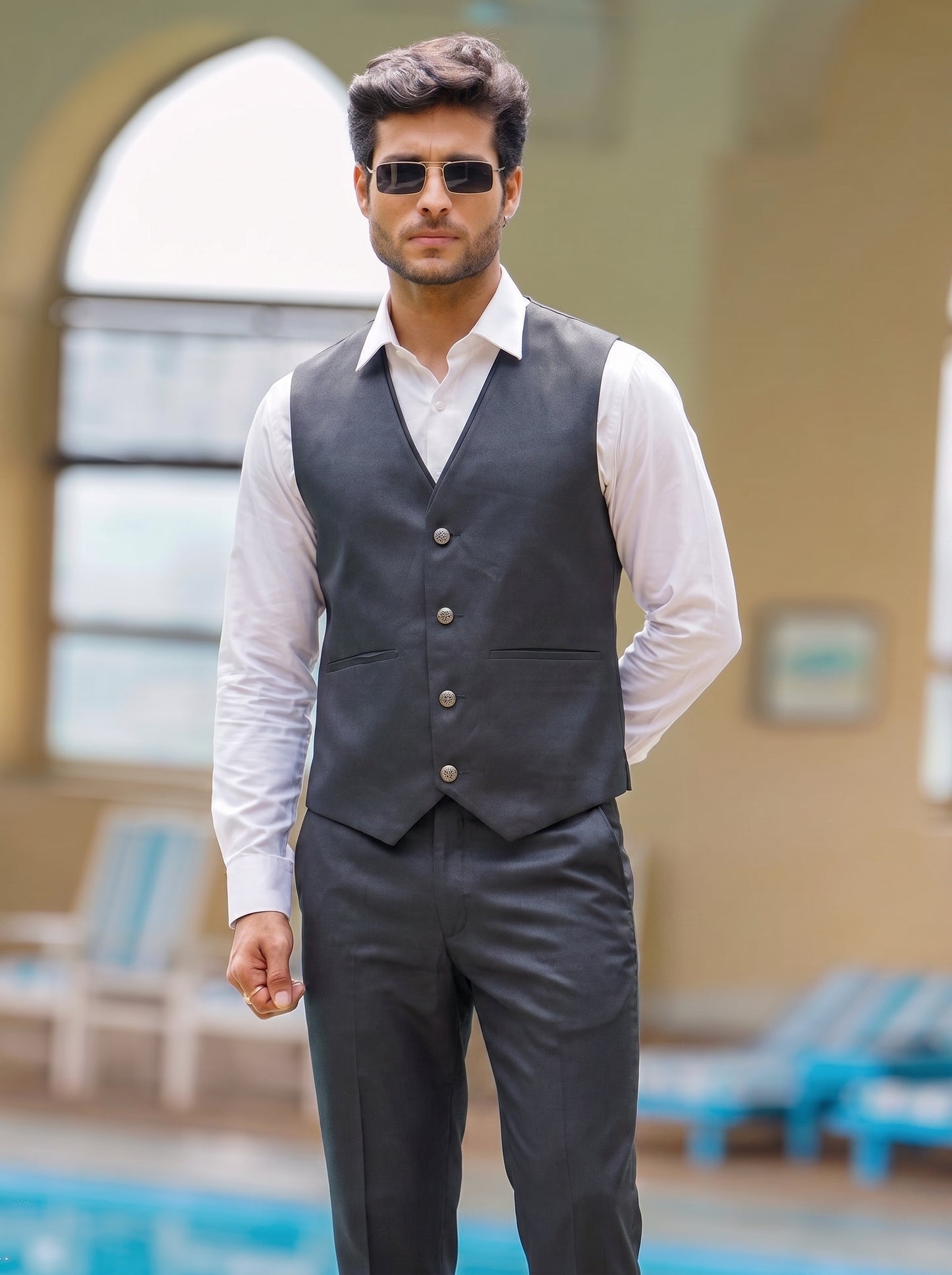 Club AK Men's Black Wedding Suit | Designer 3 Piece Formal Outfit
