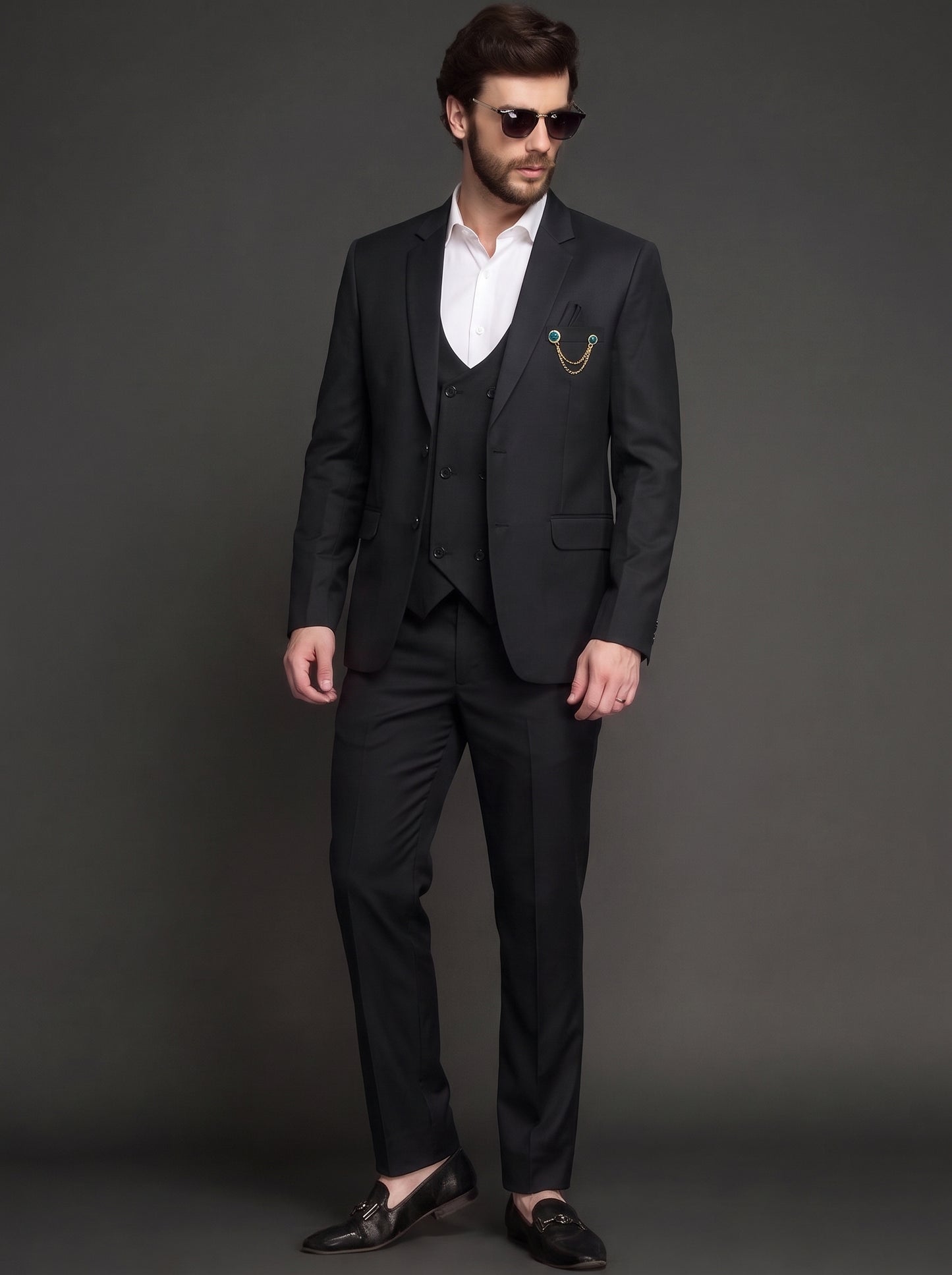 Club AK Men's Designer Black Suit | Elegant Formal Party Wear