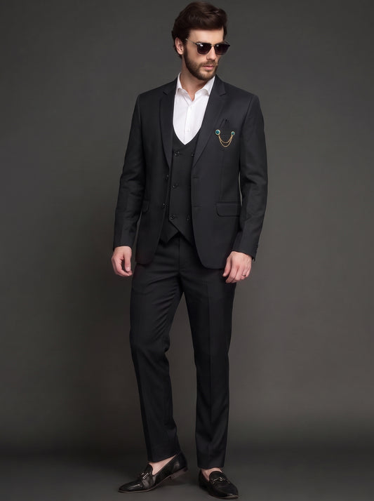 Club AK Men's Designer Black Suit | Elegant Formal Party Wear
