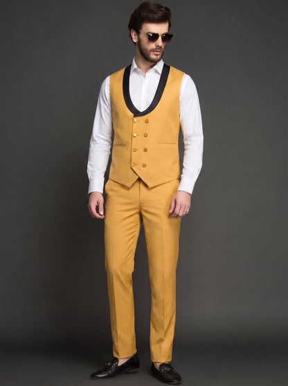 Club AK Premium Mustard Yellow 3 Piece Suit for Men | Wedding & Party Wear