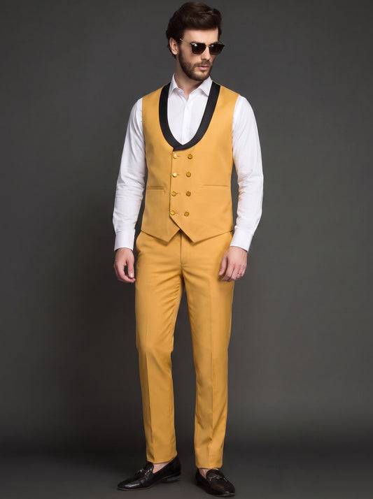 Club AK Premium Mustard Yellow 3 Piece Suit for Men | Wedding & Party Wear