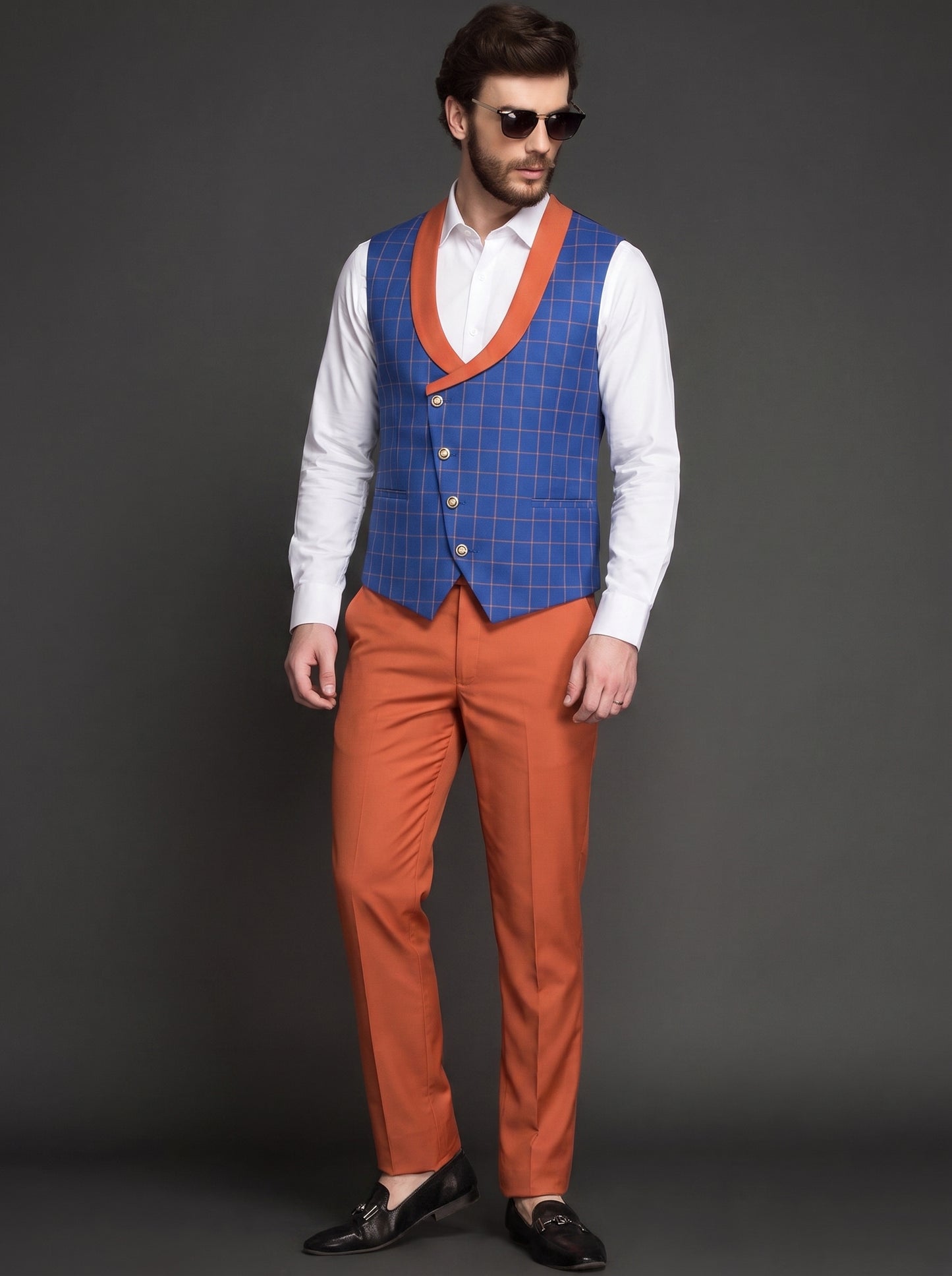 Club AK Premium Orange 3 Piece Suit for Men | Wedding & Party Wear
