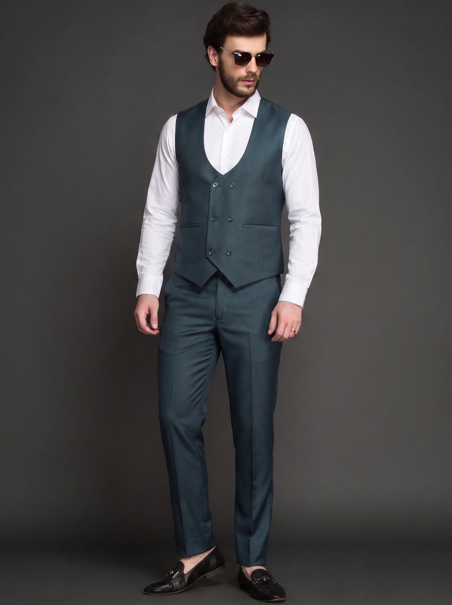 Club AK Premium Steel Blue Blazer Suit | Luxury Wedding & Reception Wear