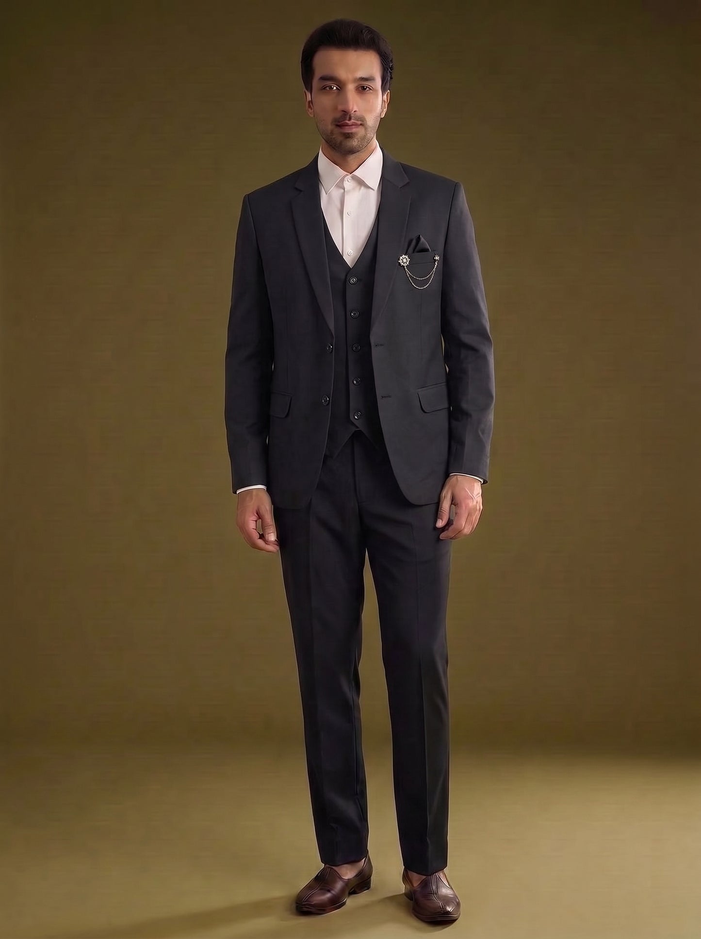 Club AK Men's Elegant Black Three Piece Suit for Men with Blazer, Waistcoat and Formal Pants | Premium Wedding & Party Wear