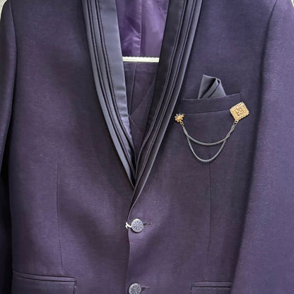 Club AK Men's Luxury Purple Blazer Suit Set with Waistcoat and Trouser | Designer Formal Wear for Men