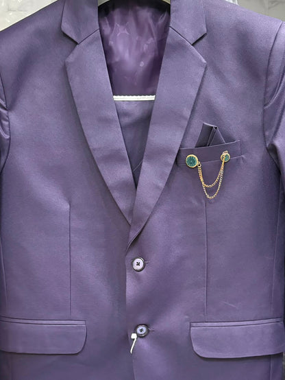 Club AK Men's Elegant Lavender Purple Three Piece Suit for Men with Blazer, Waistcoat and Formal Pants | Premium Wedding Wear