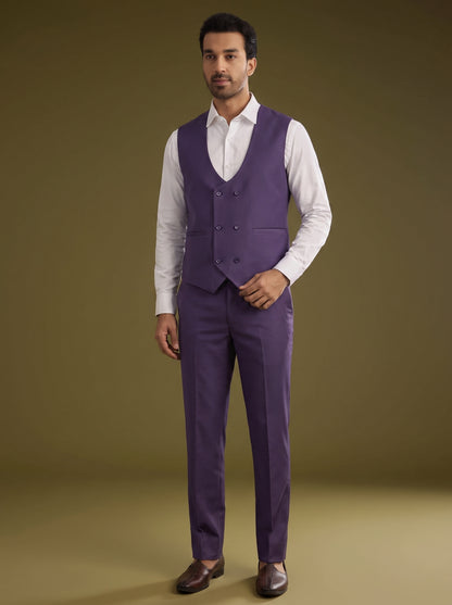 Club AK Men's Elegant Lavender Purple Three Piece Suit for Men with Blazer, Waistcoat and Formal Pants | Premium Wedding Wear