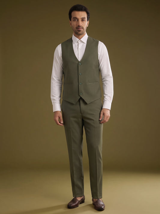 Club AK Men's Designer Olive Green Suit Set | Reception & Engagement Outfitt