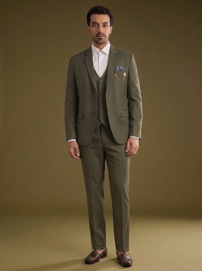 Club AK Men's Designer Olive Green Suit Set | Reception & Engagement Outfitt