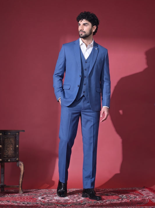 Club AK Men's Designer Light Blue 3 Piece Suit Set with Classic Waistcoat | Luxury Party Wear Suit for Men
