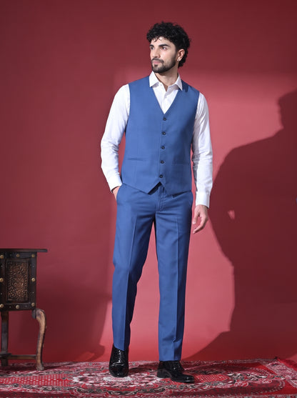 Club AK Men's Designer Light Blue 3 Piece Suit Set with Classic Waistcoat | Luxury Party Wear Suit for Men
