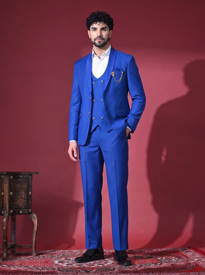 Club AK Men's Stylish Royal Blue Formal Suit with Blazer, Waistcoat and Trouser | Wedding & Reception Wear