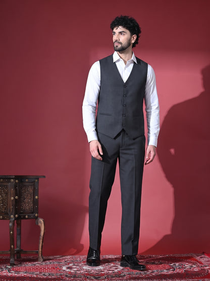 Club AK Men's Designer Black 3 Piece Suit Set with Classic Waistcoat | Luxury Party Wear Suit for Men